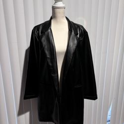 Plus Size Leather Black Coat 