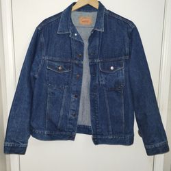Vintage Gap Pioneer Denim Blue Jean Trucker Jacket Men's Medium Made in USA