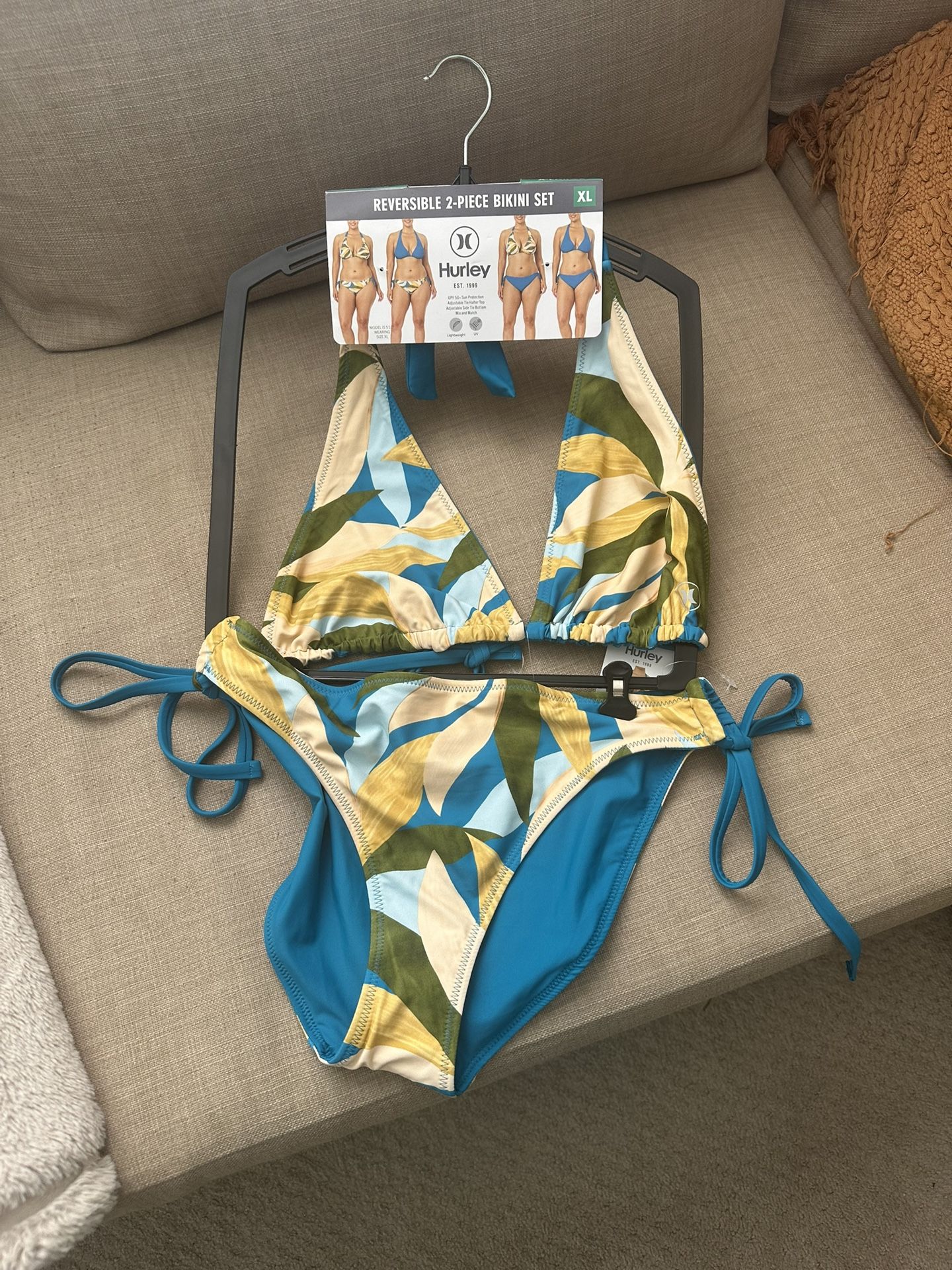 Brand New Hurley Reversible 2-piece Teal Bikini Set (XL)