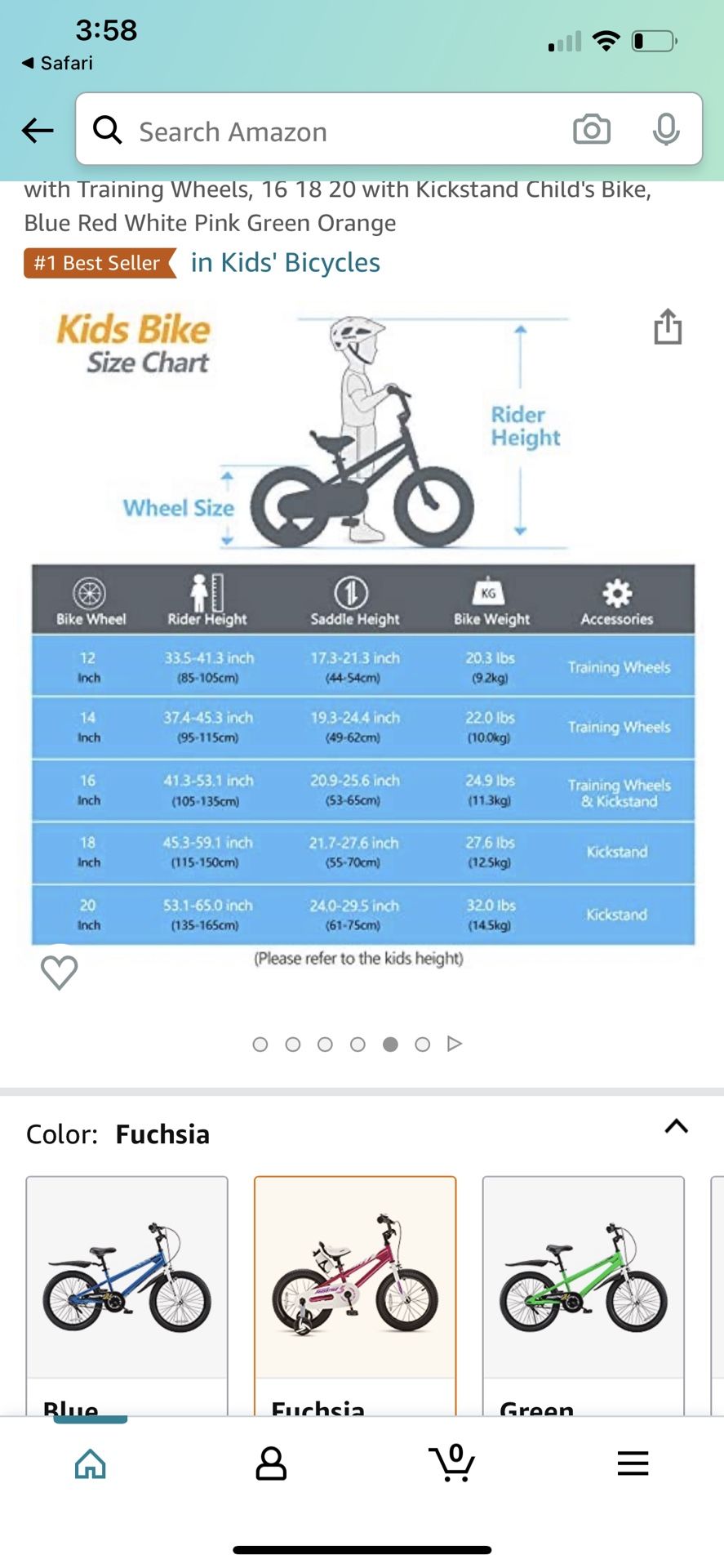 Bike audio size chart boys