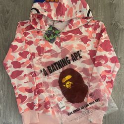 Bape Camo Shark Full Zip Hoodie pink size (M)