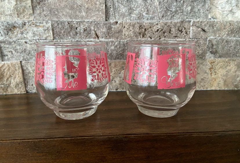 Vintage His/Hers Cocktail Glasses