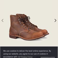 SIZE 8 RED WING THE IRON RANGER COOPER ROUGH AND TOUGH LEATHER SOFT TOE BOOTS BRAND NEW