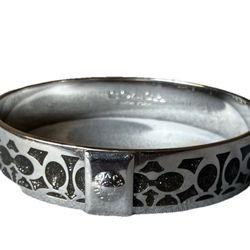 Authentic Coach Signature C Black Glitter Shimmering Enamel Bangle Bracelet