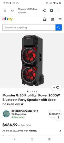 NEW! Monster GI30 Pro High Power 2000W Bluetooth Party Speaker with deep bass and RGB LED Lights