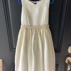 Cinderella cream taffeta sleeveless beaded waist w/ tulle underneath dress sz 7