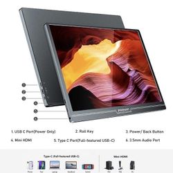 New FOOWIN Portable Monitor, 15.6inch 1080P Portable Gaming Monitor FHD Travel Monitor for Laptop IPS 178° Screen Eye Care Display with HDMI USB Type-