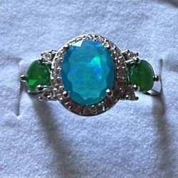Blue Ethiopian Opal Sterling Silver Ring