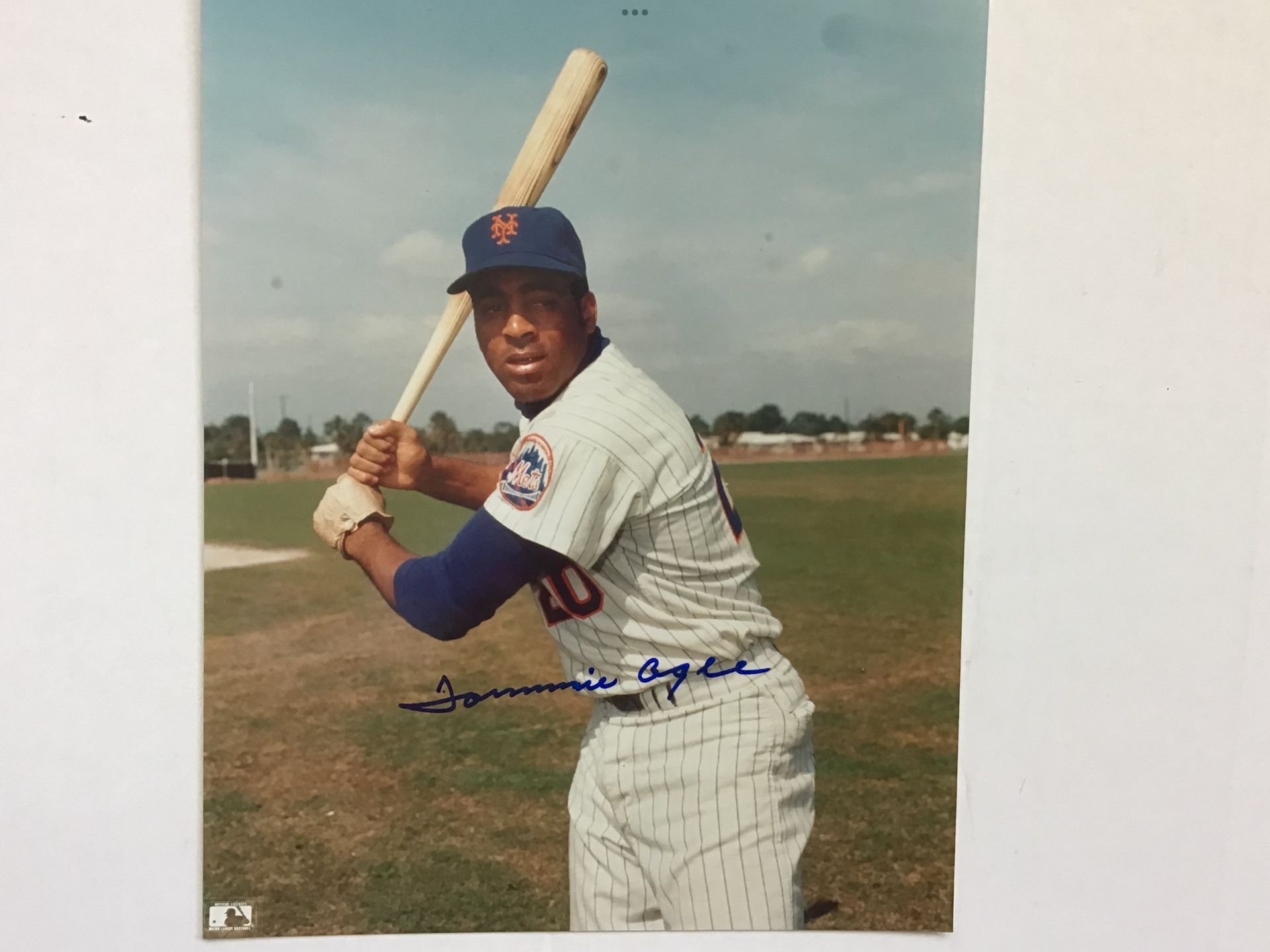 Tommie Agee Mets Center Outfielder 1969 Mets World Series Autograph Official Major League 8” x 10” Color Signature Mets Hall of Fame