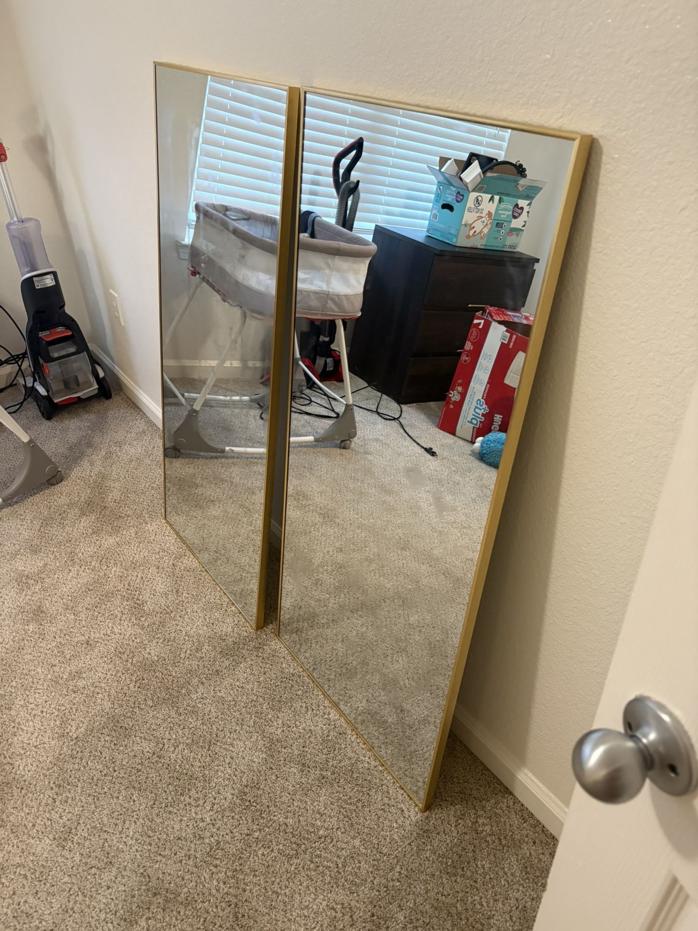 Set Of Two Gold Mirrors 47"x22"