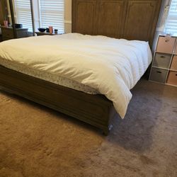 Free Bed Room Set ( 1 Cal- King Bed With Mattress & Box Spring) + Dresser With Mirror + Night Stand) (Fairly New Condition)