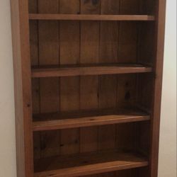Solid Pine Wood Vintage Bookcase
