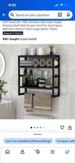 Adjustable Height Floating Wall Shelf with Towel Bar for bathroom, kitchen item is new
