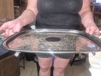 Silver-Plated Serving Tray with Handles