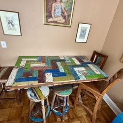Treehouse Gallery Bar Top Table With 3 Chairs And 2 Stools