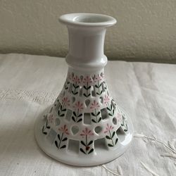 4” Little Switzerland floral candle holder 