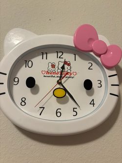Hello Kitty Wall Clock – Large Pink Bow 🎀