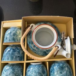 Vintage Japanese Tea Set – Utsuwa-no-Yakata – Kyusu Teapot & 5 Cups – Original Box