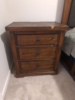 Wood 3-Drawer Nightstand with Metal Hardware