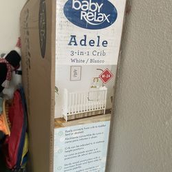 Baby Relax Adele 3 In 1 Convertible Baby Crib(White)