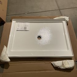 Delta Classic 500 48 in. L x 34 in. W Alcove Shower Pan Base with Center Drain in High Gloss White 