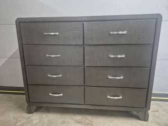Black 8 drawer textured double dresser