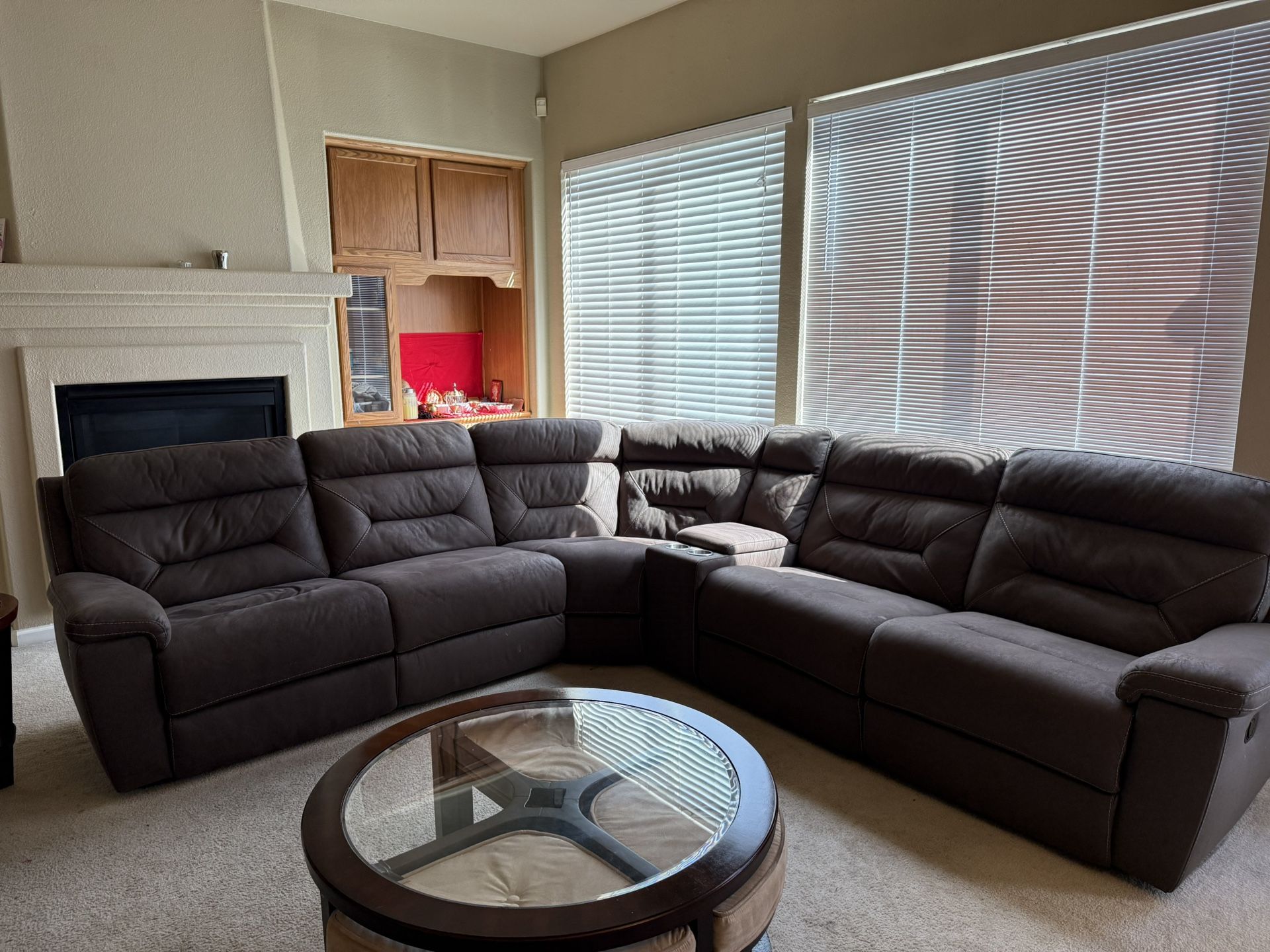 Living Room Reclining Sectional Sofa Set