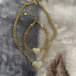 Heart Necklace & Bracelet