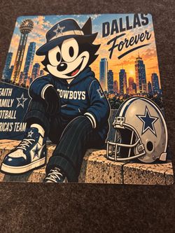 Dallas cowboys Felix the cat on a metal sheet