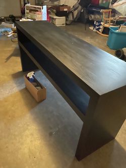 IKEA console table and lamps