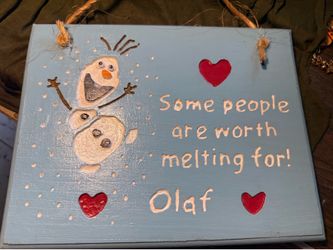 Handmade Olaf-Inspired Wooden Wall Plaque | “Some People Are Worth Melting For”