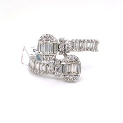 14Kt White Gold ByPass 2 Ovals Diamond Ring 3.80g Size 6.5 205014/12
