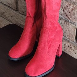 Women's Red Knee High Boots