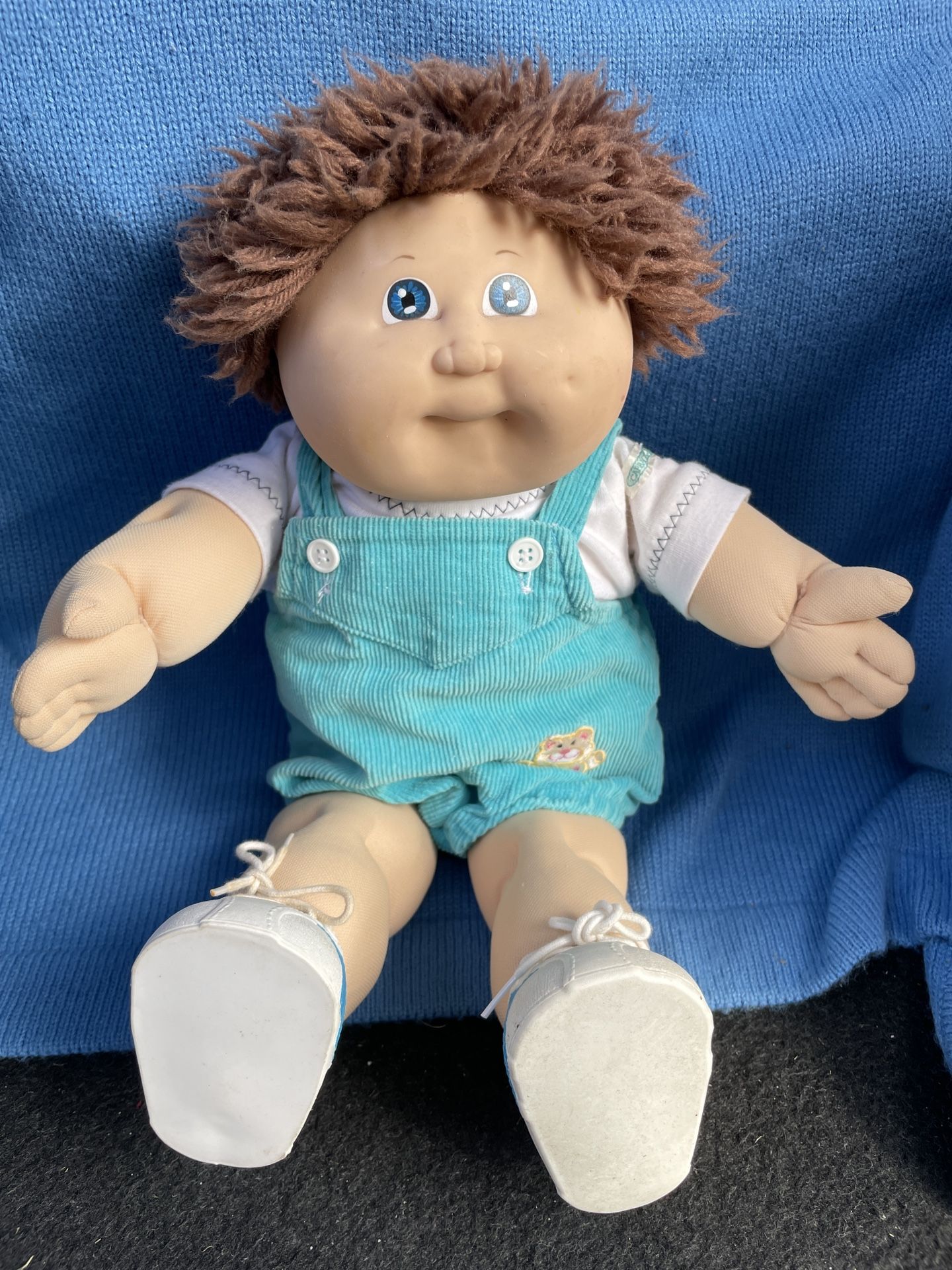 Vintage Cabbage Patch Kids Doll Xavier Roberts Brown Hair Blue Eyes