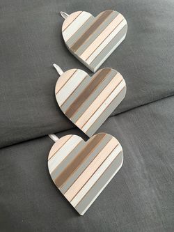 Set of 3 Wooden Heart Wall Decorations