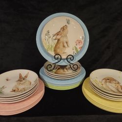 Twelve 8-1/2" Ceramic Dessert/Salad Easter Plates 