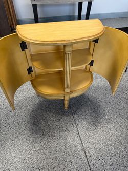 Demilune Cabinet with Open Shelves