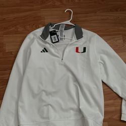 Adidas Miami Hurricanes White U Quarter-Zip Jacket