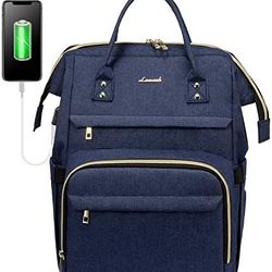 LOVEVOOK Laptop Backpack for Women Fashion Travel Bags Business Computer Purse Work Bag with USB Port, Navy


