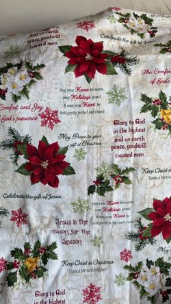 Keep Christ in Christmas & More Cotton Fabric Sold by the Yard 36”x44” New Rare Find