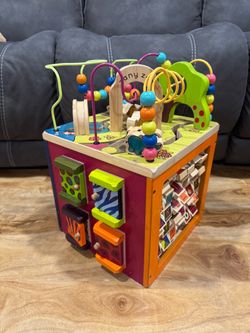 B. toys – Wooden Activity Cube – Activity Center – Educational Toy – Wooden Toys for Toddlers, Kids – 1 Year + – Zany Zoo
