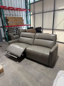Gray Leather Power Reclining Sofa