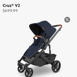 Uppa Cruz 2 Stroller With Navy Seat & Black Bassinet 