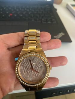 GUESS Women’s Gold-Tone Crystal Watch