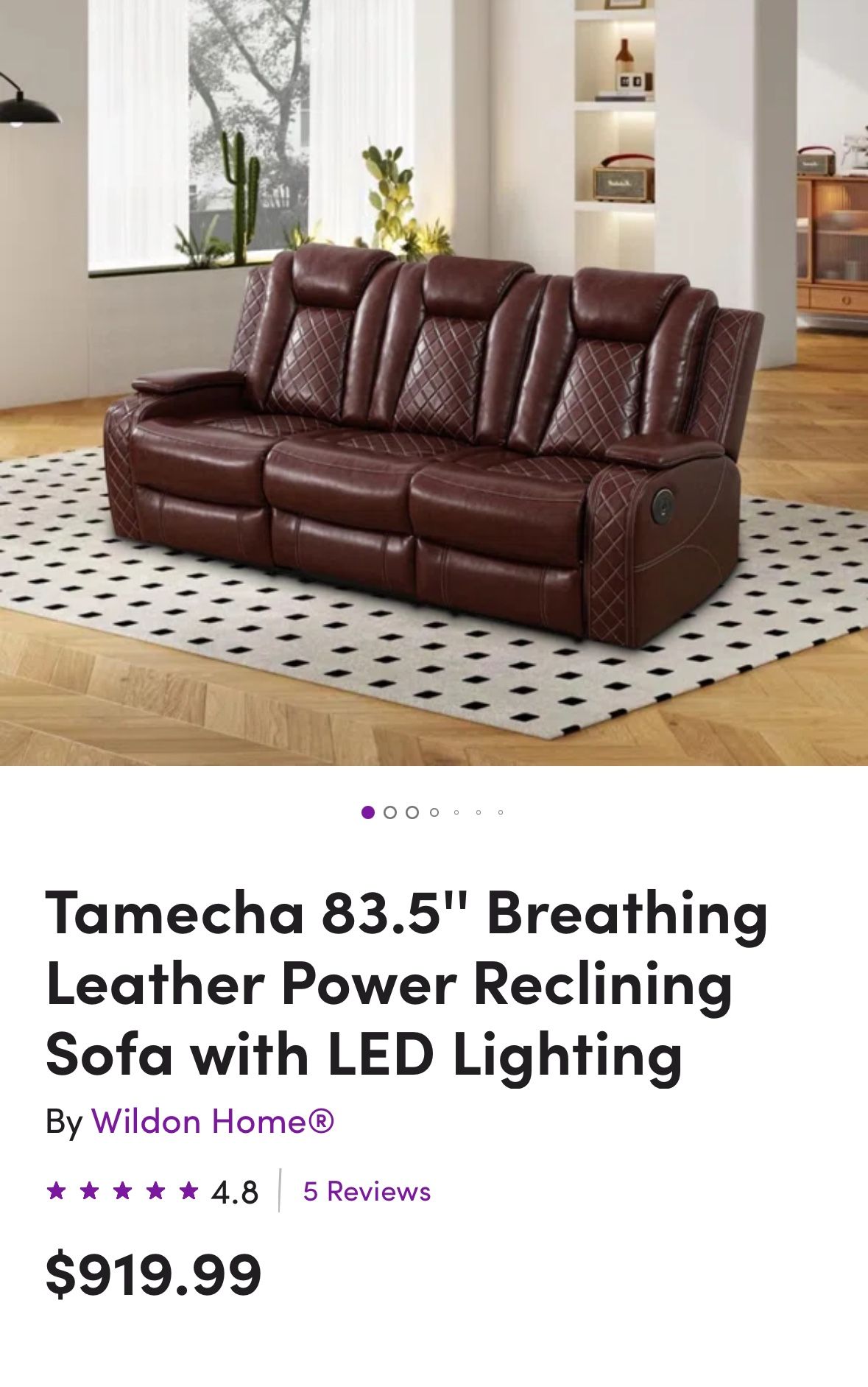 Leather Power Sofa BRAND NE