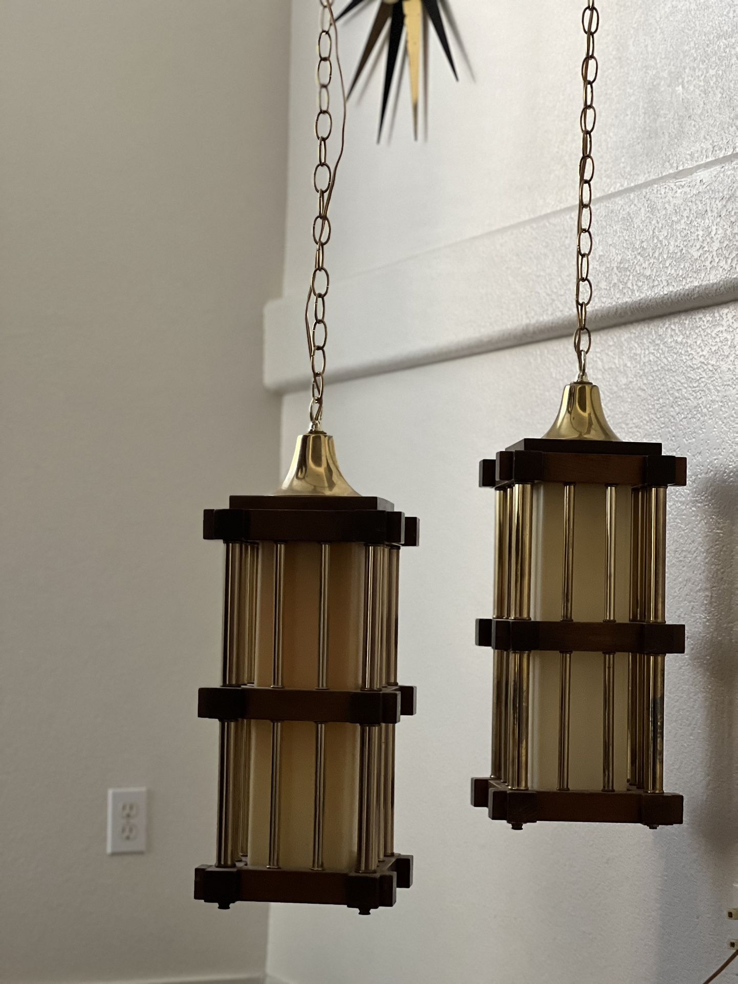 Vintage MCM Swag Light Pair Of Mid Century Modern Swag Lamp