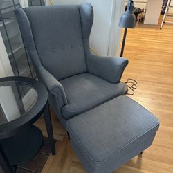 Grey Armchair And Ottoman Set