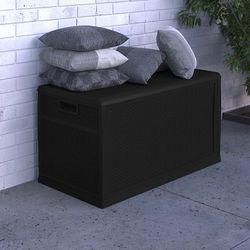 Black 120 Gallon Weather Resistant Outdoor Storage Box for Decks