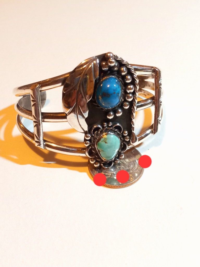 $200! Awesome Vintage 925 Sterling Silver Turquoise Navajo Made Bracelet