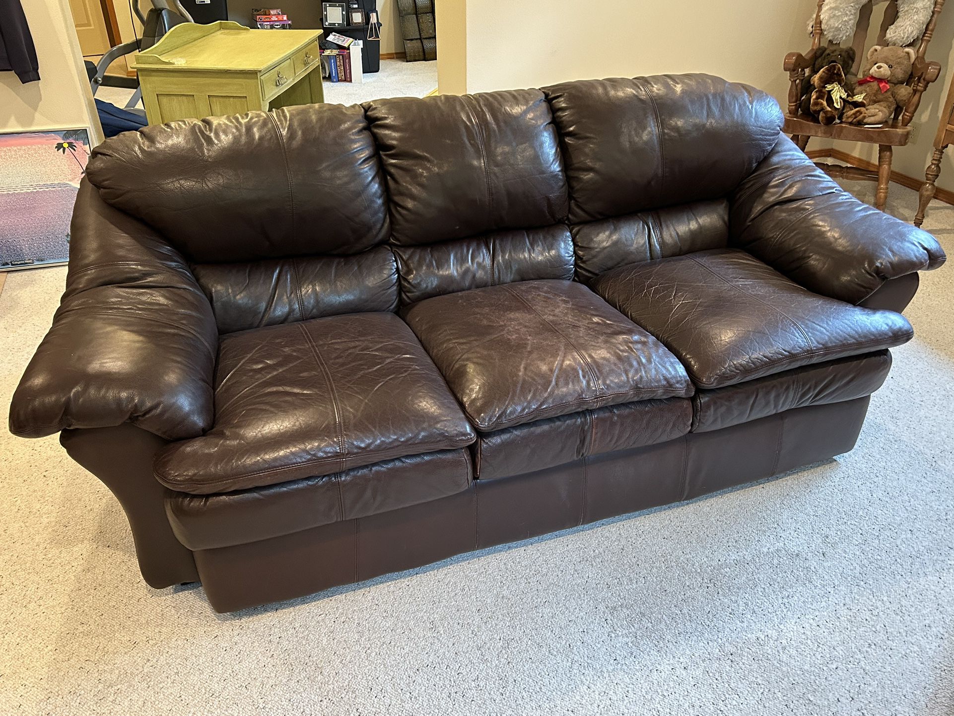 Leather Couch - Chocolate Brown 